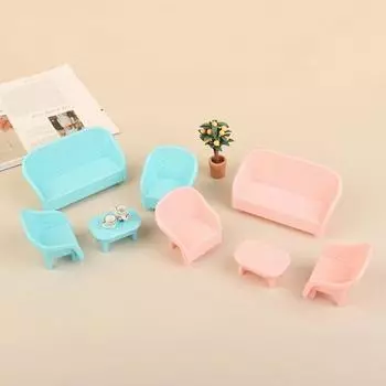 Моделирование кукольного домика Мебель для комнаты Модель кукольного домика Миниатюры Мебель Аксессуары для кукольного домика розовый