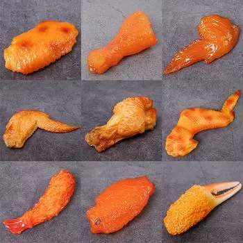 Моделирование куриных крылышек, поддельные пищевые реквизиты, кухонный магазин, декор, жареные креветки, крабы, жареные куриные голени, модель наггетсов