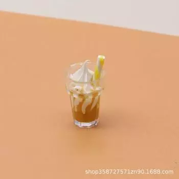 Моделирование мороженое с фруктами, молоко, чай, напиток, еда, игра, мини-украшение, ювелирные изделия, чехол для мобильного телефона, аксессуары для самостоятельного изготовления, игрушка коричневый