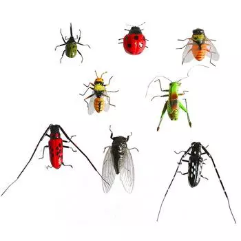 Моделирование насекомых Уанг Цикада сверчок лягушка садоводство микро-ландшафт украшения обучение наклейки на холодильник ladybug