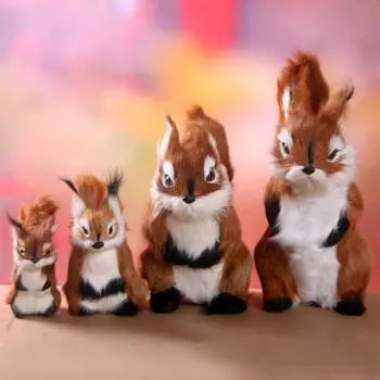 Моделирование натурального меха прекрасная белка модель орнамент игрушка домашний декор 8cm