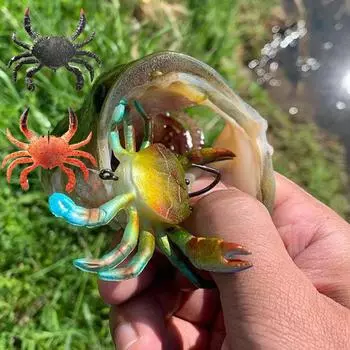 Моделирование одинарного крючка Крабовая приманка Глубоководная рыбалка 10 см Светящийся крабовый крючок