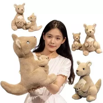 Моделирование плюшевых игрушек Эррет Мама и малыш Кенгуру Мультфильм Забавные животные Куклы Мягкие игрушки Декоративная подушка Девочки Подарки на день рождения Рождество about 22cm