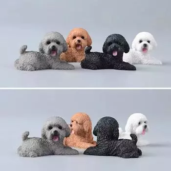 Моделирование пуделя Фигурки собак Модель щенка Собаки Фигурки Мини Животное Украшение Домашний Декор Sitting black