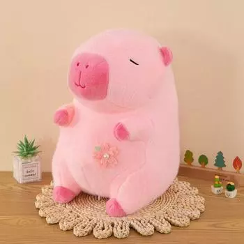 Моделирование розовой вишни Капибара плюшевая кукла тканевая кукла Капибара аниме пушистая игрушка домашний декор 30cm
