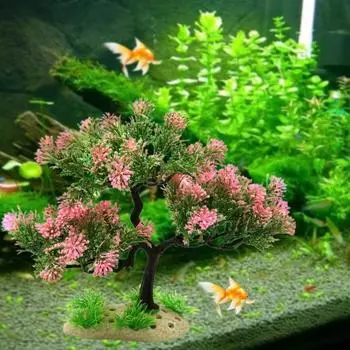 Моделирование водных растений, зеленое растение, аквариум, ландшафтный дизайн, пластиковое искусственное дерево, украшения для аквариума, аксессуары для аквариума жёлтый
