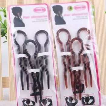 Моделирование волос Коса Твист Укладка косы Прическа Заколки для волос U-образная вилка Инструмент Шпилька для волос Вилка для волос чёрный