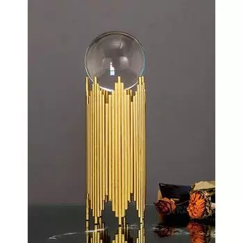 Modern Abstract Art Crystal Ball With Gold Iron Stand Decorative Ornaments For Living Room Bedroom Tv Cabinet Crafts Gifts Office Home Decor