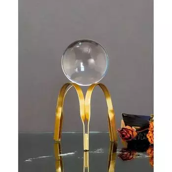 Modern Abstract Art Crystal Ball With Gold Iron Stand Decorative Ornaments For Living Room Bedroom Tv Cabinet Crafts Gifts Office Home Decor