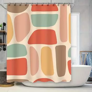 Modern Bathroom Shower Curtain with Geometric Design Waterproof Fabric for Bath Decor in Multiple Colors Available 90x180cm