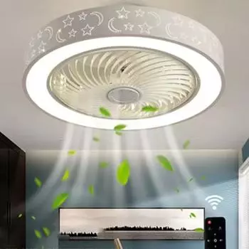 Modern bedroom ceiling fan with adjustable light intelligent remote control painted acrylic fan light household lighting fixture 220V