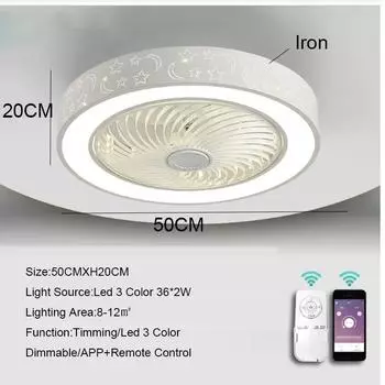 Modern bedroom ceiling fan with adjustable light intelligent remote control painted acrylic fan light household lighting fixture 220V