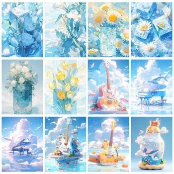 Modern Bicycle Instrument Piano Violin Flower Posters Wall Art Canvas Paintings And Prints Pictures For Home Living Room Decor 21x30cm No Framed