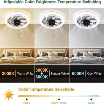 Modern Ceiling Fan With LED Light And Remote Control E27 Kitchen Fan Lamp 4 Speed Silent 360 Large Area For Room Home Lighting AC 85-265V