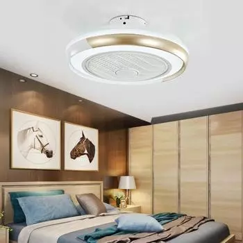 modern circular Fan with light LED ceiling light bedroom and dining room lighting fixtures Mute remote control three color fan 220V кофейный
