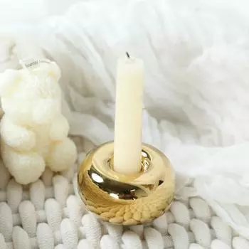Modern creative gold and silver ceramic candlestick ornaments living room home desktop round candlestick holder props decoration 13210MT Gold Candle Holder