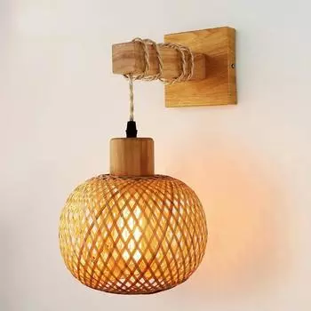 Modern Creative Retro Bedside Wall Lamp Restaurant Personality Rattan Art Bedroom Decorative Lights Indoor Background Wall Lamps NO BULB