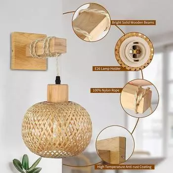 Modern Decoration for House Hand-woven Bamboo Pendant Lamp for Living Room Home Decor Restaurant Decorative Hanging Light NO Bulb