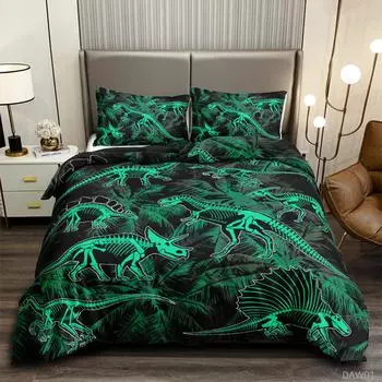 Modern Dinosaur 3D Digital Printing Quilt Cover Bedding Kit Three-Piece Set 135 * 200 (two-piece set) 90g