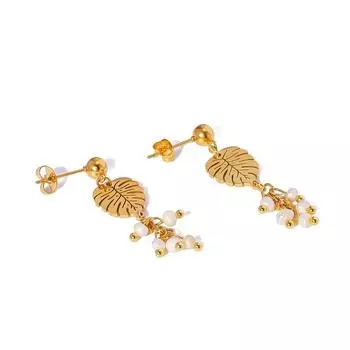 Modern Drop Earrings Dangle Earrings Foliage Eardrops Creative Pears Gold Leaf Charm Gift