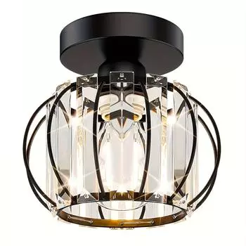 Modern E26 Touch-Controlled Ceiling Lamp with Polished Crystal Shade - Luxurious Semi-Flush Mount for Bedroom, Bathroom, Hallway золотой