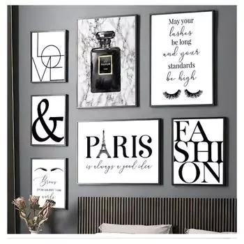 Modern Fashion Black and White Gallery Posters Minimalist Print Painting Decoration Paris Picture Living Room Decor Wall Art 21cm30cm NoFrame