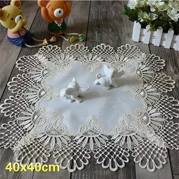 Modern Fashion Brocade Water Soluble Embroidery Simple Placemat Coaster Balcony Coffee Table Mat Bakeware Furniture Decoration 40x40cm