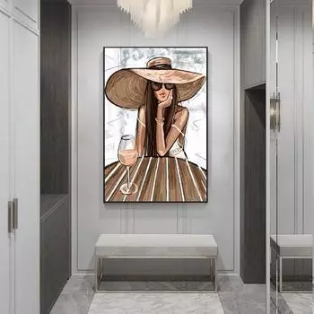 Современная мода Тенденция Рисунок Живопись Печать Мода Женщина Плакат Холст Искусство Красота Настенная Живопись Современное Украшение Дома 21x30cm No Framed