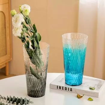 Modern Flower Bucket Simple Flower Holder Flower Arrangement Container Two-color Vase Gift синий