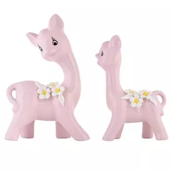 Modern fox Pair Ceramic Art Figurine | Beautiful Home Decor (Pack of 2, PINK)