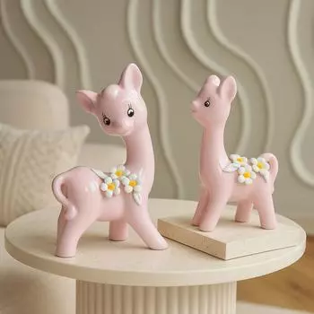 Modern Fox Pair Ceramic Art Figurine | Beautiful Home Decor (Pack of 2, Pink) розовый