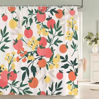 Modern Fresh Fruit lemon Bath Curtain Waterproof Fabric Shower Curtain With 12 Hooks Bathtub Screen for Bathroom Home Decorate W90xH180cm