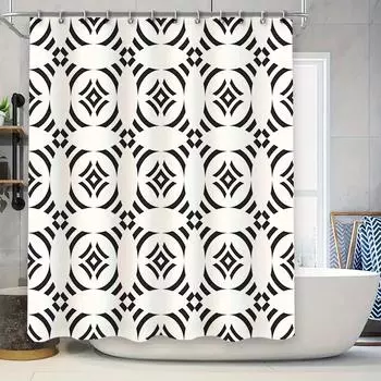 Modern geometric bathroom curtains waterproof design black white jacquard shower curtain luxury decorative custom sizes availabl 90x180cm