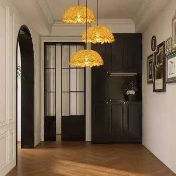 Modern Kitchen Bedroom Restaurant Woven Chandelier Dining Led Decorative Kitchen Rattan Handmade Lamp Shade Pendant Light No Bulb чёрный