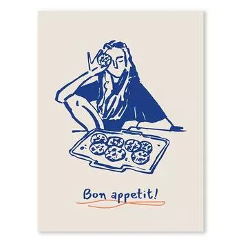 Modern Kitchen Wall Art Blue Tone Dessert Canvas Painting Dining Room Cooking Lovers Food Art Poster Living Room Home Decoration 21cm30cm NoFrame