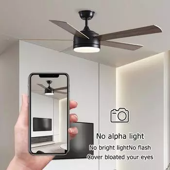 Modern LED Ceiling Electric Fan Light with Remote Control DC Motor Large Air Volume for Kitchen Bedroom Dining Room