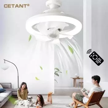 Modern LED Ceiling Fan Light fan Lamp 360° Rotation For Living Dining Room Bedroom 3 Gear Wind Speed Periodic Home Decor Lights Without E27 Base