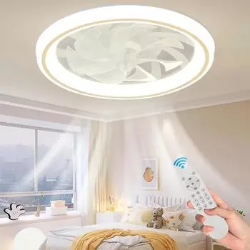 Modern LED Ceiling Fan Light Remote Control Dimming Bedroom Living Room Dining Room ceiling lighting fan Price Reduction Fans Infinite Dimming серый