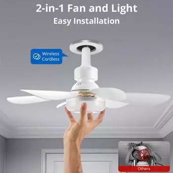 Modern LED Ceiling Fan with Light Luster E27 Screw Ceiling Fans with Remote For Bedroom Garage Kitchen Ceiling Light Fixtures 42CM белый