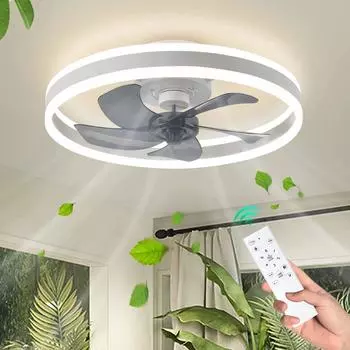 Modern LED Ceiling Fans With Lights Stepless Dimming Reversible DC Motor Wide Wind Range 6 Speed Levels Fan Lighting For Bedroom белый