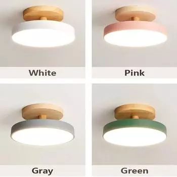 Modern led ceiling lights Entrance Hallway Ceiling Lamps Balcony Wood Round Cloakroom Dining Room Study Bedroom Lighting 3 Color Dimming&220 V зелёный
