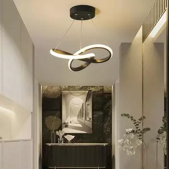 Modern LED Pendant Light Clover Line Lamp Corridor Living Room Stair Entryway Hotel Home Decor Hanging Luminaire Lighting Lustre Warm white