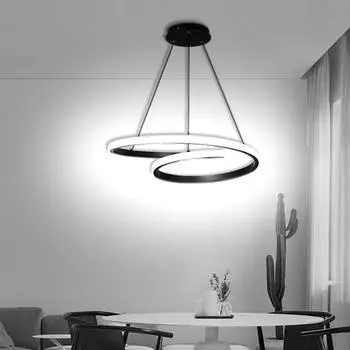 Modern LED Pendant Lighting Restaurant Hanging Lamps Living Room Bedroom Study Room Home Decoration 30/60CM Round Light Fixtures Cool White