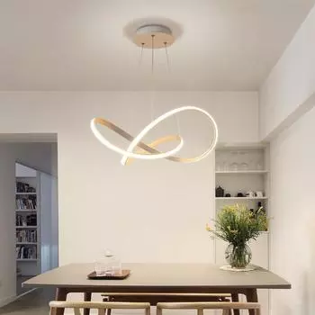 Modern LED Pendant Lights Restaurant Lighting 50/60CM Geometric Lamp Bedroom Living Room Black White Home Decor Ambient Fixture Cool White
