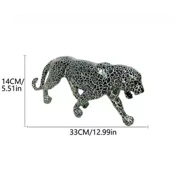 Modern Leopard Statue - Geometric Resin Cheetah Sculpture, Realistic Animal Decor For Home, Living Room, Bar, Cafe, Office чёрный