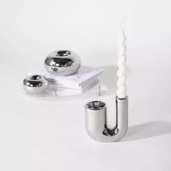 Modern light luxury silver ceramic candlestick ornaments home bedroom wedding romantic dining table ins style soft decorations 13213-1 white candle holder