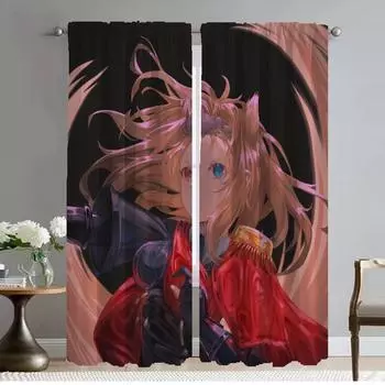 Modern Living Room Curtains 2 Pieces Arknights Shades Curtains for Bedroom Partition Window Curtain Halloween Decoration Kitchen W50xH70cmx2pcs-CL
