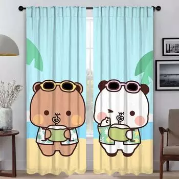 Modern Living Room Curtains 2 Pieces Bubu and Dudu Halloween Decoration Blackout Curtains for Camera Partition Tulle for Bedroom W50xH70cmx2pcs-CL