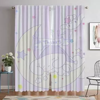 Modern Living Room Curtains 2 Pieces Cinnamorolles Halloween Decoration Shades Window Curtain for Room 2 Panel Partition Kitchen W50xH70cmx2pcs-CL