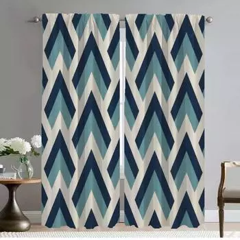 Modern Living Room Curtains 2 Pieces Geometric Patterns Polyester Window Curtain for Room 2 Panel Home Interior Curtains Shades W50xH70cmx2pcs-CL